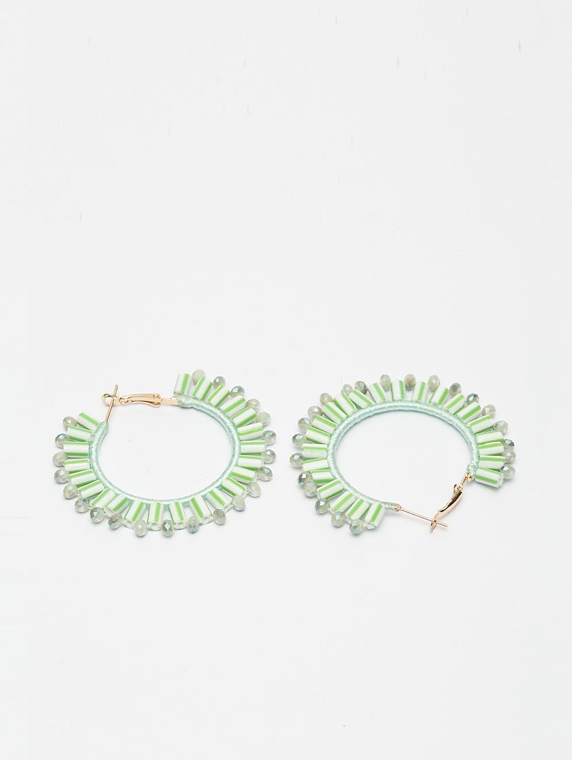 green metal hoop earring - 17289361 - Zoom Image - 3