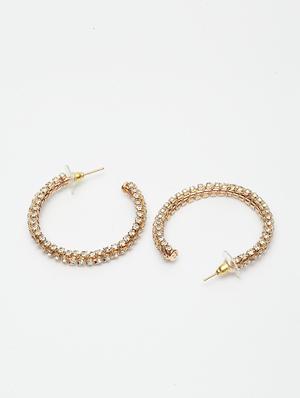 gold metal hoop earring - 17289363 - Standard Image - 3