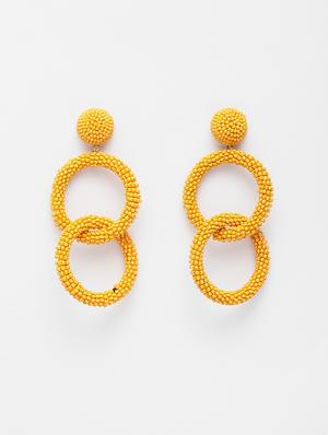 yellow metal drop earring - 17289364 - Standard Image - 2