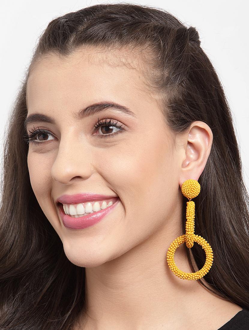 yellow metal drop earring - 17289364 - Zoom Image - 4