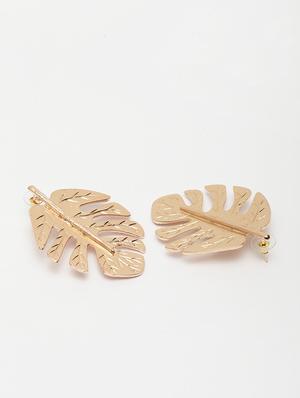 gold metal drop earring - 17289374 - Standard Image - 3