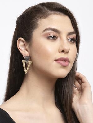 gold metal drop earring - 17289377 - Standard Image - 4