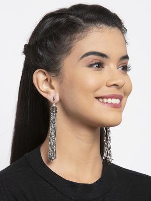 silver metal drop earring - 17289384 - Standard Image - 4