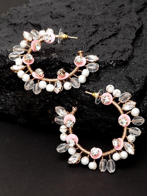 pink metal hoop earring - 17289387 - Standard Image - 1