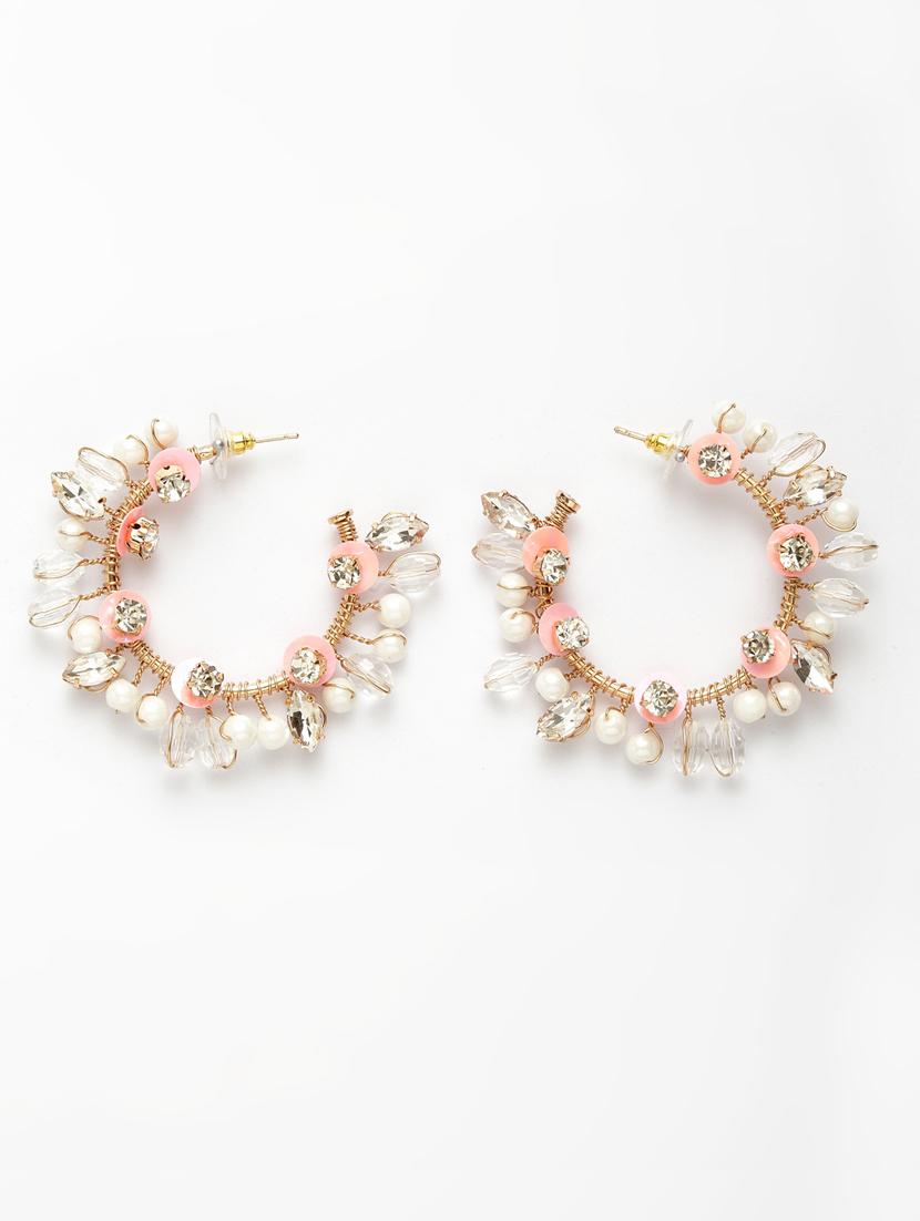 pink metal hoop earring - 17289387 - Zoom Image - 2