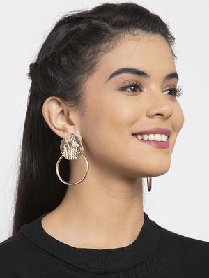 gold metal drop earring - 17289401 - Standard Image - 4