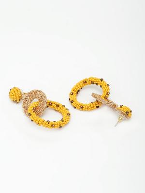 yellow metal drop earring - 17289402 - Standard Image - 3