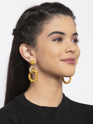 yellow metal drop earring - 17289402 - Standard Image - 4