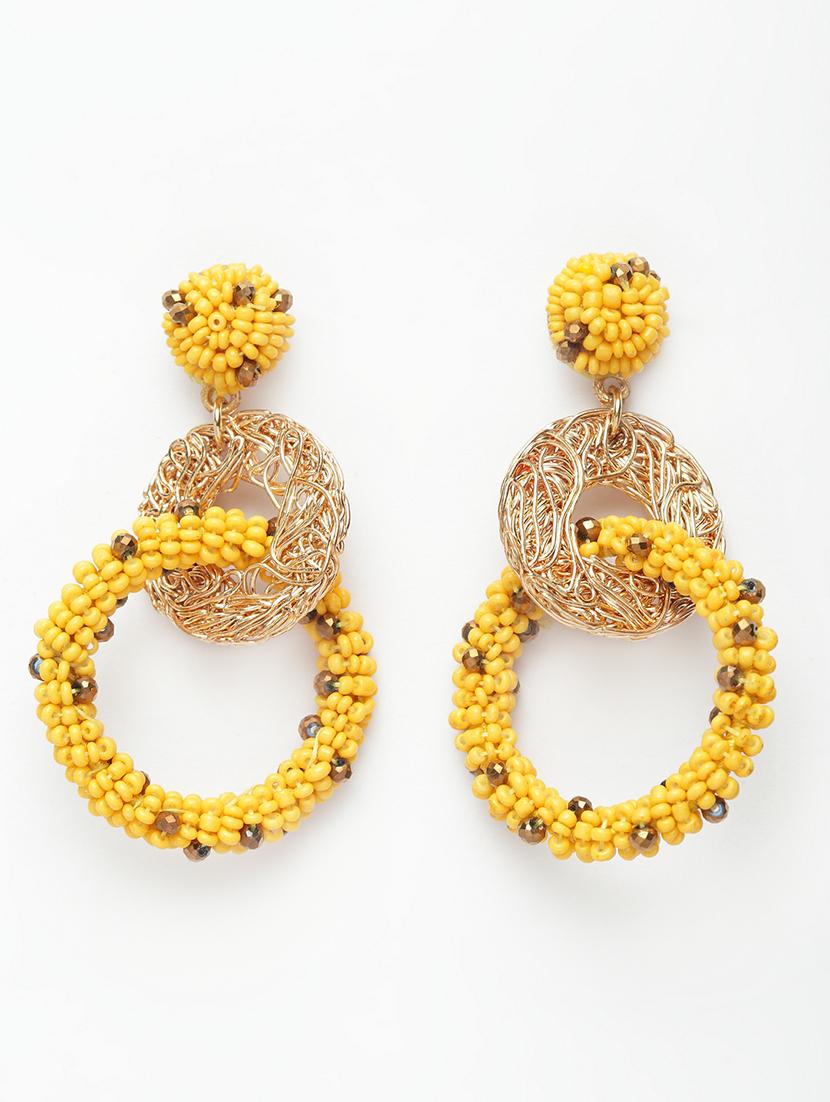 yellow metal drop earring - 17289402 - Zoom Image - 2