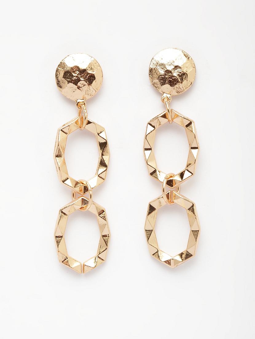 gold metal drop earring - 17289405 - Zoom Image - 2