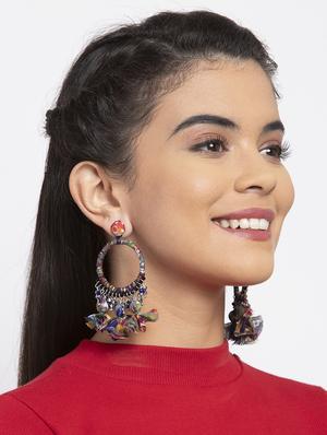 multi colored metal drop earring - 17289412 - Standard Image - 4