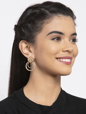 gold metal drop earring - 17289416 - Standard Image - 4