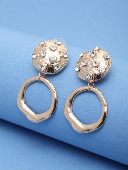 gold metal drop earring - 17289431 - Standard Image - 1