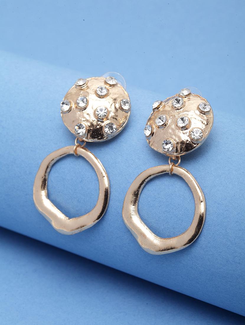 gold metal drop earring - 17289431 - Zoom Image - 1