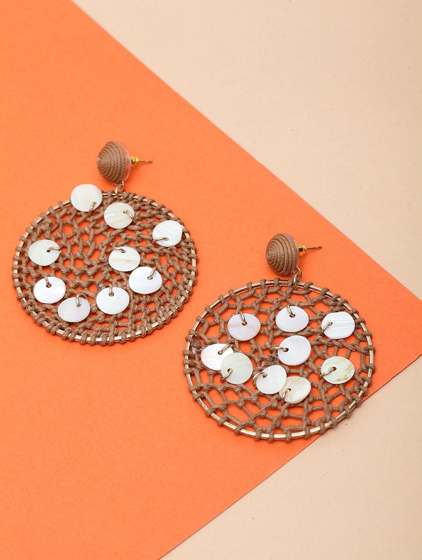 beige metal drop earring - 17289447 - Zoom Image - 1