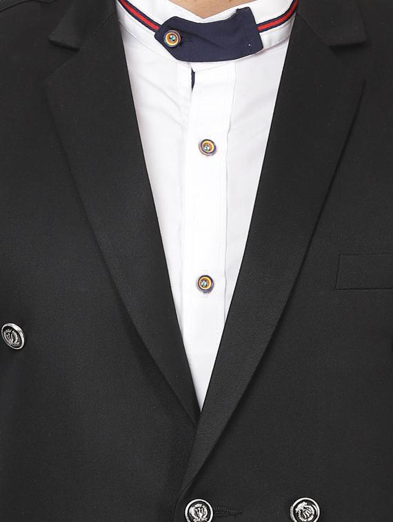 black solid double breasted waist coat - 17289456 - Zoom Image - 5