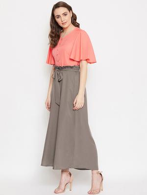 tie up waist skirt with solid top set - 17289634 - Standard Image - 2