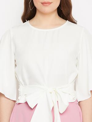 tie front top with asymmetric skirt - 17289647 - Standard Image - 4