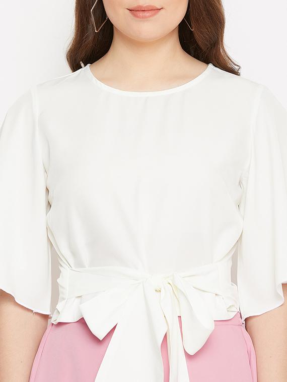 tie front top with asymmetric skirt - 17289647 - Zoom Image - 4