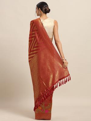 chevron banarasi saree with blouse - 17289829 - Standard Image - 2