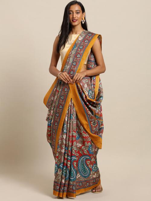 kalamkari chanderi saree with blouse - 17289878 - Standard Image - 1