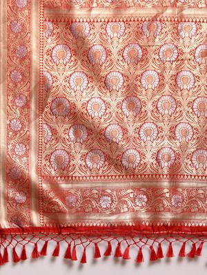 self design banarasi saree with blouse - 17289912 - Standard Image - 5