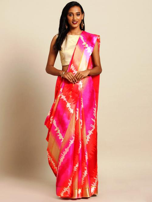 tie & dye kota doria saree with blouse - 17289932 - Standard Image - 1