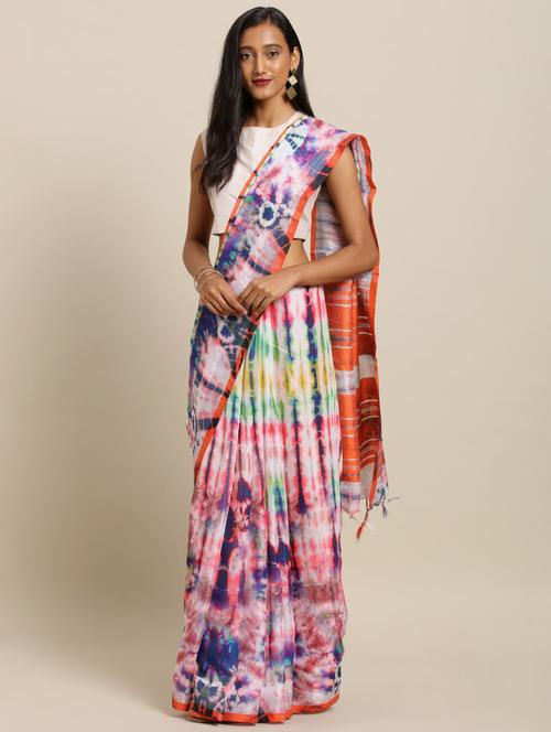 tie & die printed saree with blouse - 17289981 - Standard Image - 1