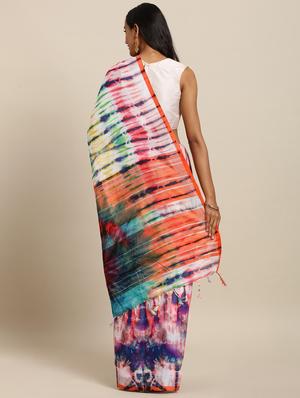 tie & die printed saree with blouse - 17289981 - Standard Image - 2