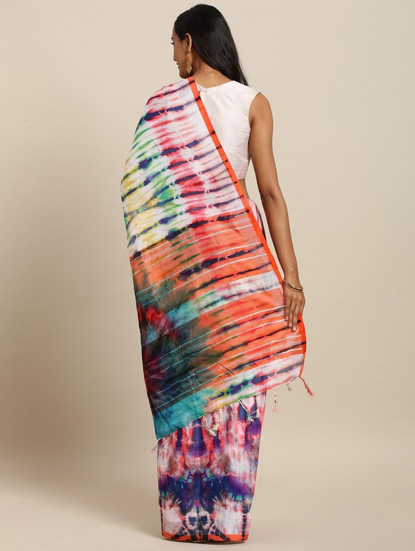 tie & die printed saree with blouse - 17289981 - Zoom Image - 2