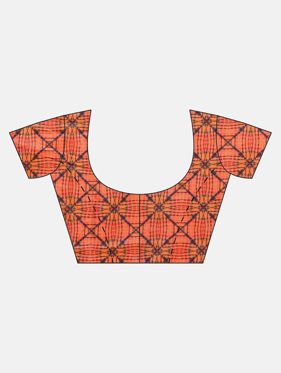 tie & die printed saree with blouse - 17289981 - Zoom Image - 3