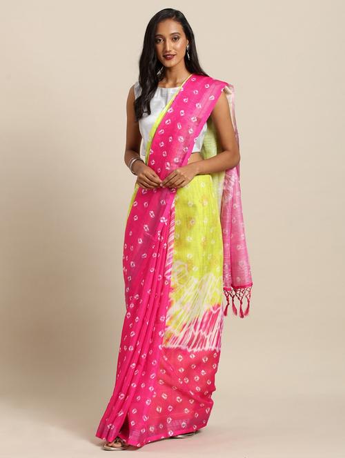 bandhani printed saree with blouse - 17289990 - Standard Image - 1