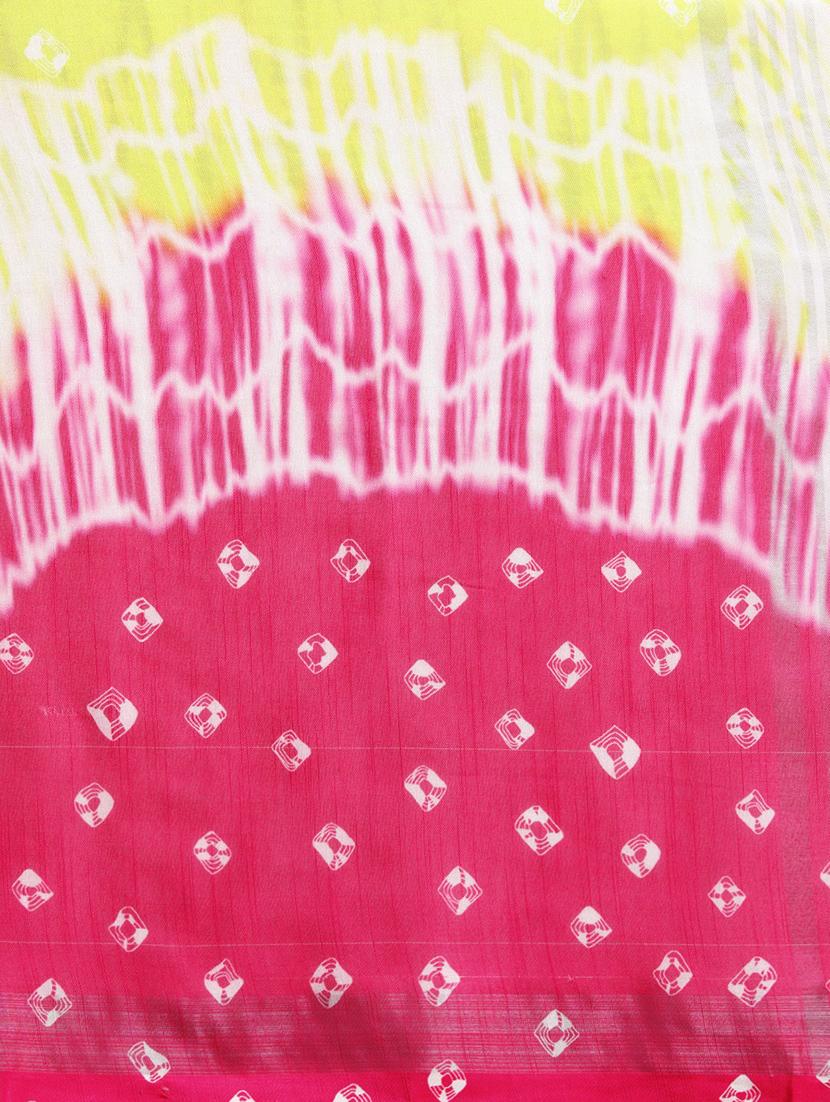 bandhani printed saree with blouse - 17289990 - Zoom Image - 6