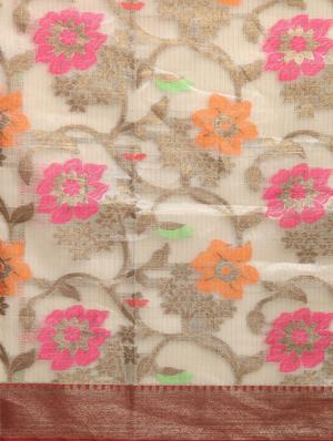 floral kanjivaram saree with blouse - 17290021 - Standard Image - 4