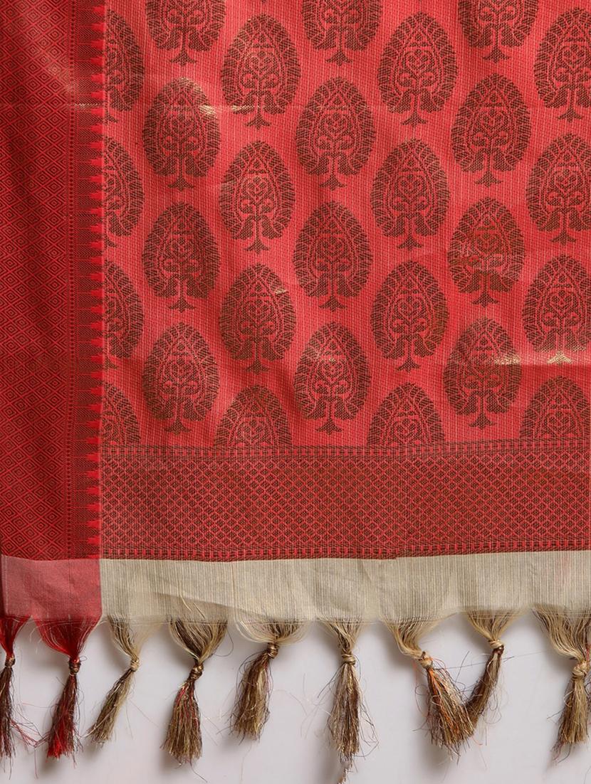 floral kanjivaram saree with blouse - 17290021 - Zoom Image - 5