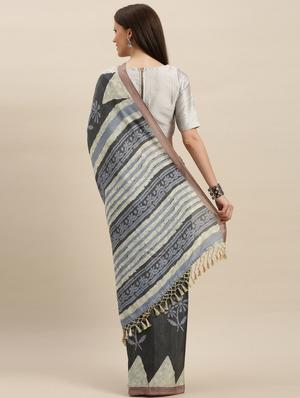 dabu printed saree with blouse - 17290041 - Standard Image - 2