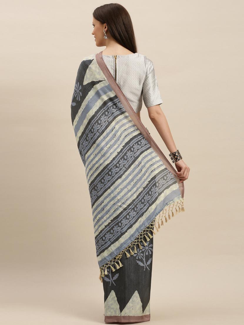 dabu printed saree with blouse - 17290041 - Zoom Image - 2
