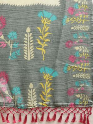 printed bordered saree with blouse - 17290106 - Standard Image - 5