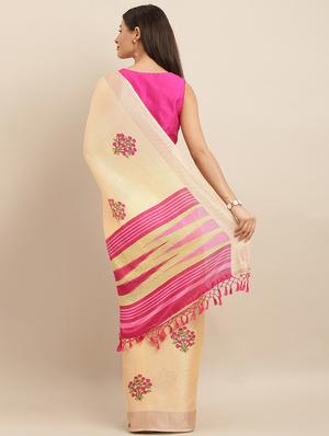 floral handloom saree with blouse - 17290116 - Standard Image - 2