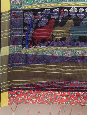 kalamkari printed saree with blouse - 17290149 - Standard Image - 5
