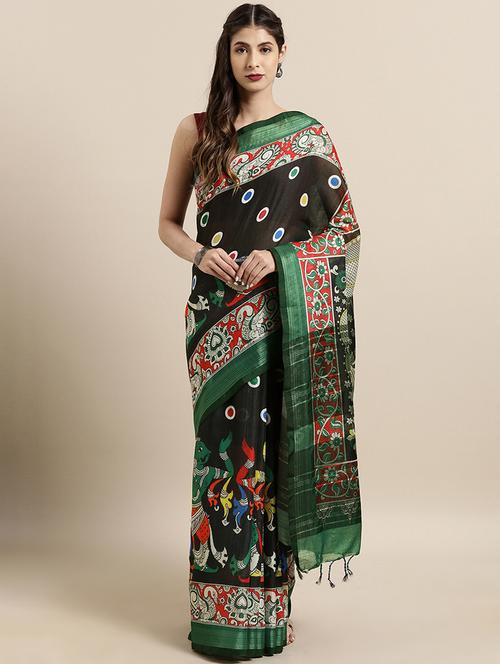 kalamkari printed saree with blouse - 17290151 - Standard Image - 1
