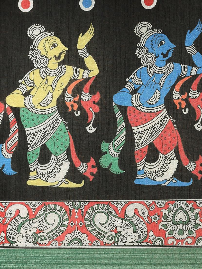 kalamkari printed saree with blouse - 17290151 - Zoom Image - 3