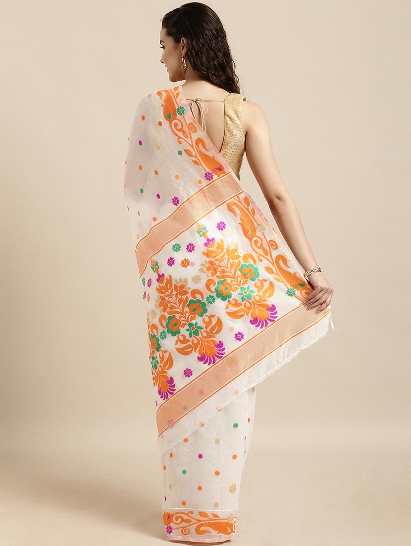 floral jamdani saree with blouse - 17290161 - Zoom Image - 2