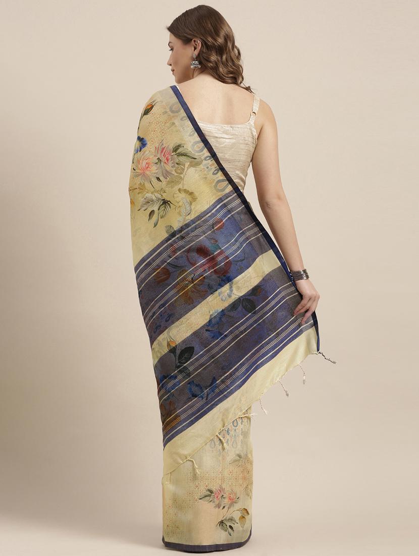 floral printed saree with blouse - 17290169 - Zoom Image - 2