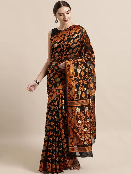 self design jamdani saree with blouse - 17290186 - Standard Image - 1