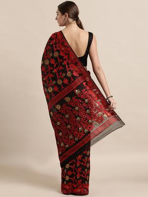 self design jamdani saree with blouse - 17290187 - Standard Image - 2