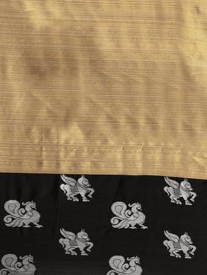solid bordered gold kanjivaram saree with blouse - 17290215 - Standard Image - 3