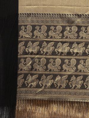 solid bordered gold kanjivaram saree with blouse - 17290215 - Standard Image - 4