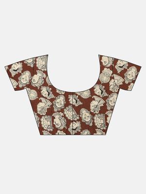 printed bordered saree with blouse - 17290282 - Standard Image - 5