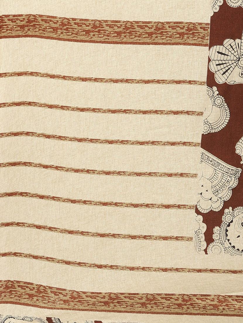 printed bordered saree with blouse - 17290282 - Zoom Image - 3